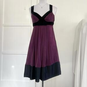 Banana Republic VELVET Size 0 Dress Purple Black Trim Cocktail Party Mini y2k